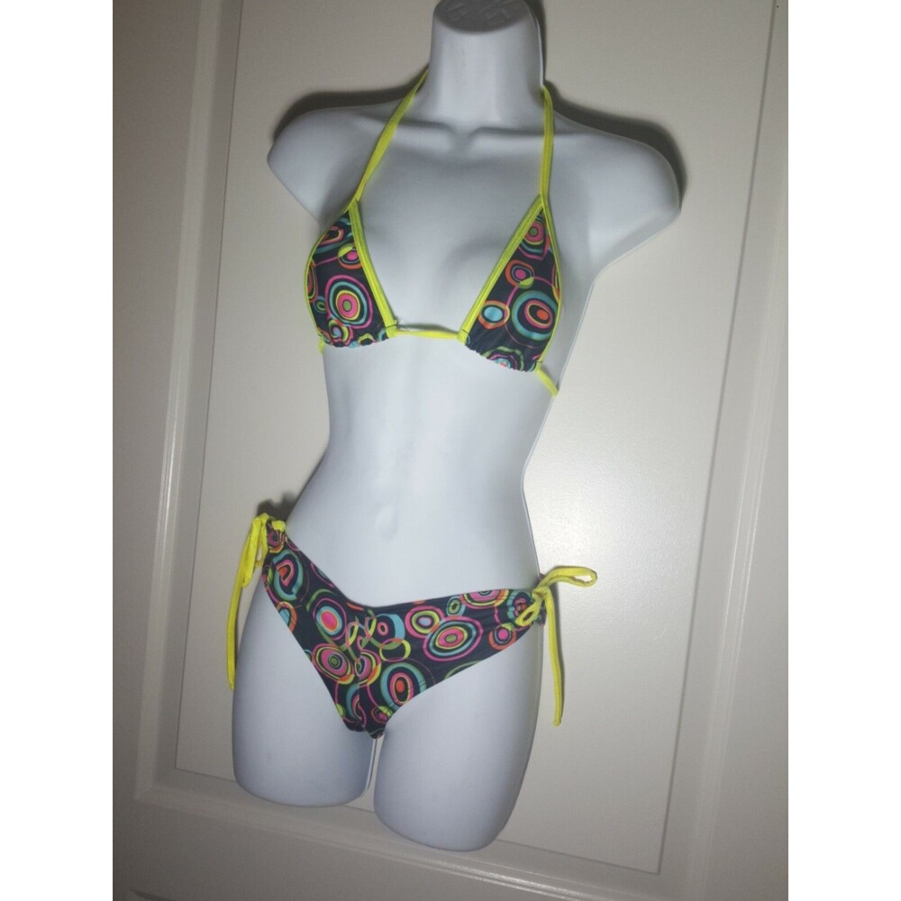 Patty Love 2 pc Mod go go Bra Top Womens Small Purple multi dancewear bikini set